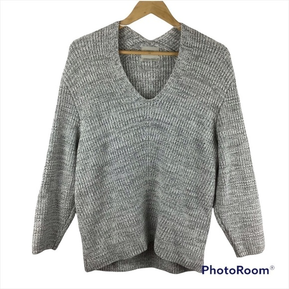 Urban Outfitters Gray Victoria Oversized V-Neck Sweater - Picture 1 of 5